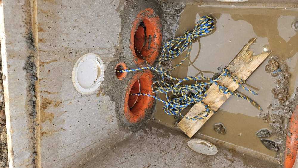 Industrial electrical installation with orange conduit